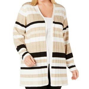 Calvin Klein 1X White Stripe Lurex Sweater NWT U77